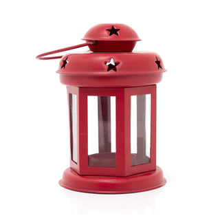 Red Moroccan Style Metal Lantern Tealight Holder | Tea Light Candle Lantern