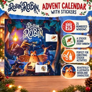Aardman Robin Robin Christmas Advent Calendar with Stickers, 25 Windows 30cm