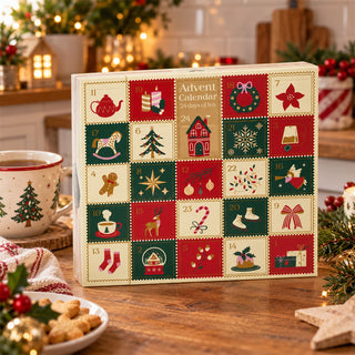 Tea Christmas Advent Calendar, 24 Different Teas in Festive Foldable Box