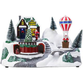 Light-up Christmas Village Scene | Illuminated LED Ornament with Movement