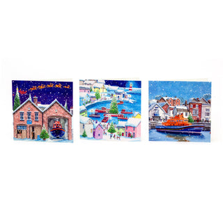 Pack of 20 RNLI Charity Christmas Greeting Cards | Lifeboats & Santa Designs