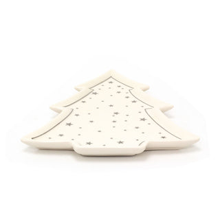 Christmas Tree Trinket Dish | White Ceramic Tree-shaped Trinket Tray - 26cm