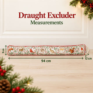 Woodland Animal Christmas Draught Excluder, 94cm Festive Door Draught Stopper