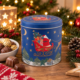 Nostalgia Sleigh Christmas Chocolate Tin 10cm, Gisela Graham Santa Design