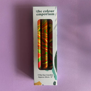 The Colour Emporium Set of 3 Metallic Hand-dipped Marbled Christmas Candles