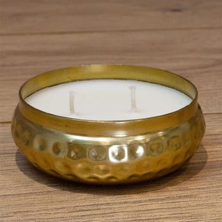 Bohemian Style Gold Metal Candle Bowl | 2 Wick Scented Candle & Holder - 10cm