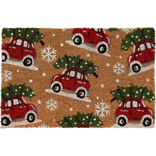 Cars Christmas Doormat | Non-slip Rectangular Coir Welcome Door Mat - 59x39cm