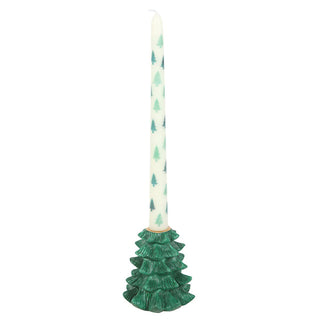 Green Fir Tree Candle Holder with Taper Candle | Festive Christmas Centrepiece