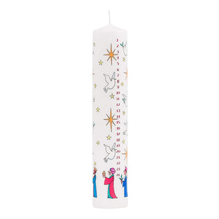 Traditional Countdown To Christmas Advent Dinner Pillar Candle ~ Wise Men Design (Large Size)