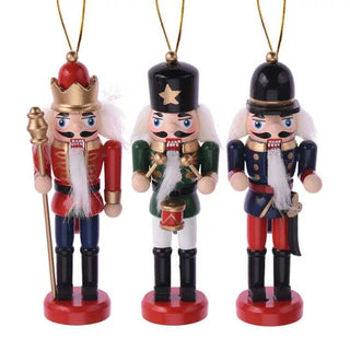 Set of 3 Traditional Nutcracker Soldier Baubles | Christmas Tree Ornament 12cm