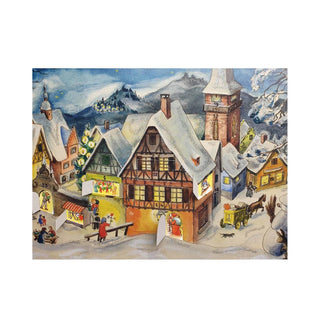 Small Village in Winter Freestanding Traditional Christmas Paper Advent Calendar