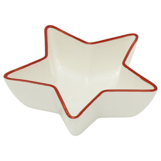 Star-Shaped Set of Snack Bowls, Ceramic Christmas Serving Bowls with Rack