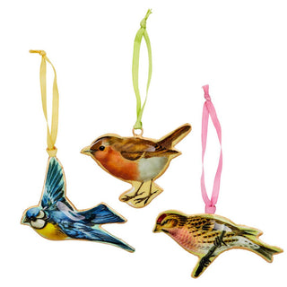 Bird Christmas Bauble | Vintage-Style Metal Tree Ornament with Hanging Ribbon