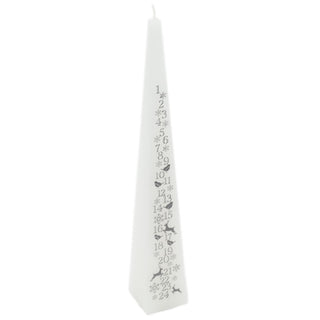 Large Traditional Countdown To Christmas Pyramid Advent Candle | Christmas White & Silver Advent Candle With Numbers | Advent Christmas Candle Festive Candle