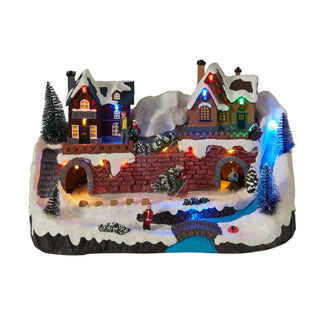 LED Christmas Village with Moving Cars or Skiers, Random Design, 33 cm