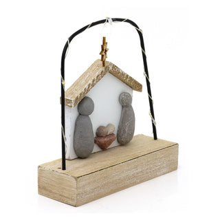 LED Pebble Nativity Set Decoration | Mini Light-up Nativity Scene Ornament 15cm