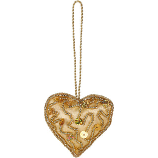 Set of 3 Christmas Tree Hanging Decorations | Gold Baubles Star Tree Heart