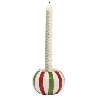 Christmas Candy Stripe Ceramic Candle Holder 9.5x7cm