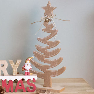 Rustic Wooden Christmas Tree On Stand | Handcrafted Xmas Tree Ornament - 30cm