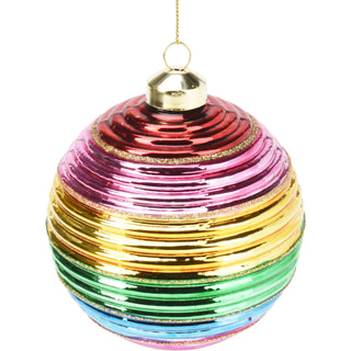 Large Rainbow Christmas Bauble | Multicoloured Christmas Tree Ornament - 10cm