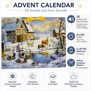 Sound Advent Calendar, 24 Animal & Farm Sounds, Snowy Countryside Scene