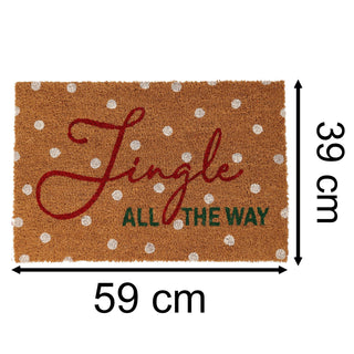 Jingle All The Way Christmas Doormat | Festive Coir Welcome Door Mat - 59x39cm