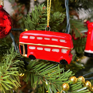 London Christmas Tree Decorations, Gisela Graham Set of 4 Mini Ceramic Icons