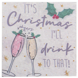 Christmas Fizz Slate Coaster | Novelty Drinks Christmas Coaster | Square Cup Mug Table Mats - Design Varies One Supplied