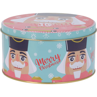 Set of 3 Christmas Storage Tins | 3-piece Nutcracker Round Kitchen Nesting Tins
