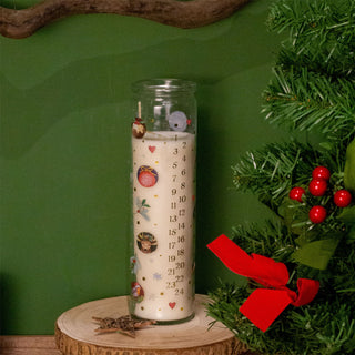 Apple & Cinnamon Christmas Advent Candle | Pillar Candle in Glass Jar - 21cm