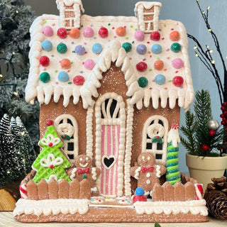 Light Up Gingerbread House | LED Christmas Ornament Candy House Decoration 29cm