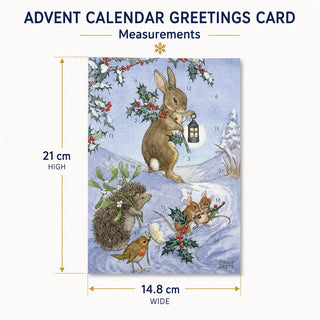 Christmas Animals Advent Calendar Greetings Card, A5 24-Door Card