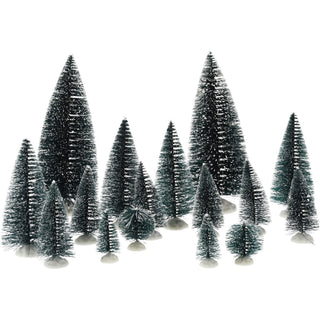 16-Piece Miniature Bottle Brush Christmas Trees | Green Christmas Village Trees