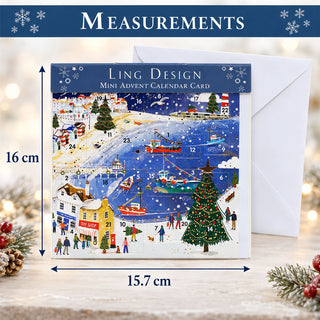 Christmas by the Sea Advent Calendar Greetings Card, 24 Door Seaside Advent