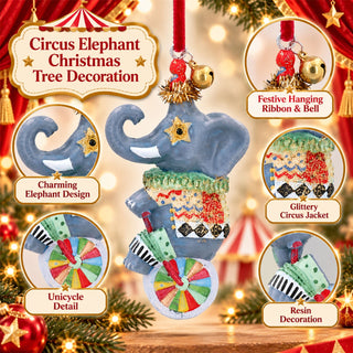 Gold Glitter Circus Elephant Christmas Tree Decoration, Gisela Graham 8cm