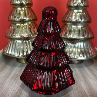 Red Glass Christmas Tree | Freestanding Mottled Red Tree Ornament - 13cm