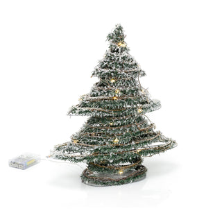 Snow Topped Mini Artificial Christmas Tree Light | Xmas Tree Decoration With 20 Led Lights Battery Operated | Christmas Tree Ornament - 40cm