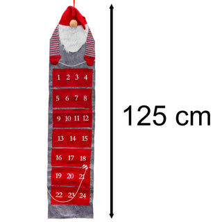 Santa Gnome Christmas Advent Calendar | Fabric 24-Pocket Hanging Gonk Calendar