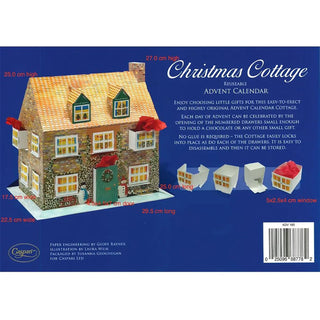 Fill Your Own 3D Cottage Christmas Advent Calendar, Reusable 24 Drawer Design