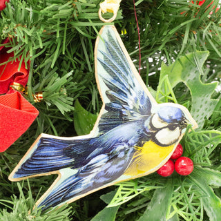 Bird Christmas Bauble | Vintage-Style Metal Tree Ornament with Hanging Ribbon