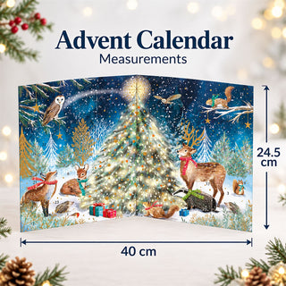 Magical Woodland Christmas Advent Calendar, 3D Gold Foil Woodland Animal Design