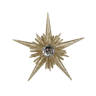 Gold Diamante Star Bauble | 3D Gold Glitter Star Christmas Tree Ornament - 12cm