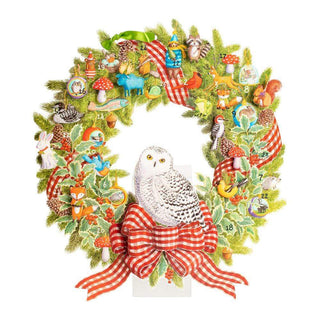 Snowy Owl 3D Christmas Advent Calendar | Christmas Wreath-Shaped Calendar - 33cm