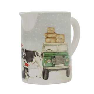 Christmas on the Farm Ceramic Jug | Festive Stoneware Jug with Farm Animals