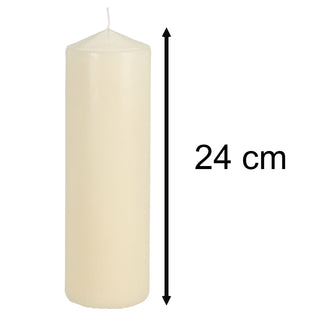 Ivory Church Pillar Candle | Unscented Decorative Cream Pillar Candle - 24cm