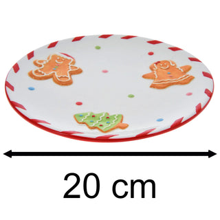 Round Ceramic Christmas Gingerbread Plate | Festive Dish Snack Plate - 20cm