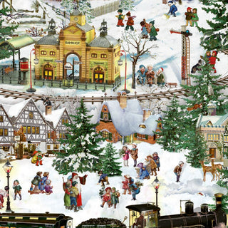 Christmas Advent Calendar The Christmas Railway | Christmas Train Advent Calendar Traditional Advent Calendar | Alpine Village Picture Advent Calendar Paper Advent Calendar