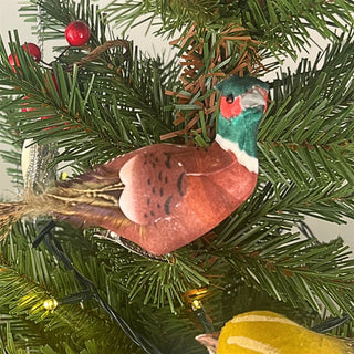 Natural Feathered Pheasant Clip-On Decoration | Christmas Tree Ornament - 22cm