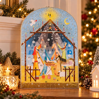 Nativity Christmas Advent Calendar with 24 Doors and Glitter Details