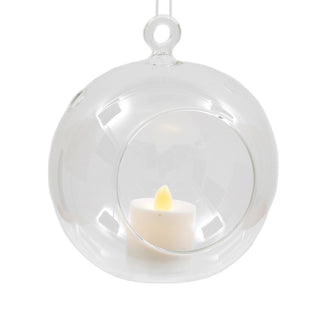 Clear Glass Bauble Tealight | Hanging Glass Ball Tea Light Holder & LED Candle